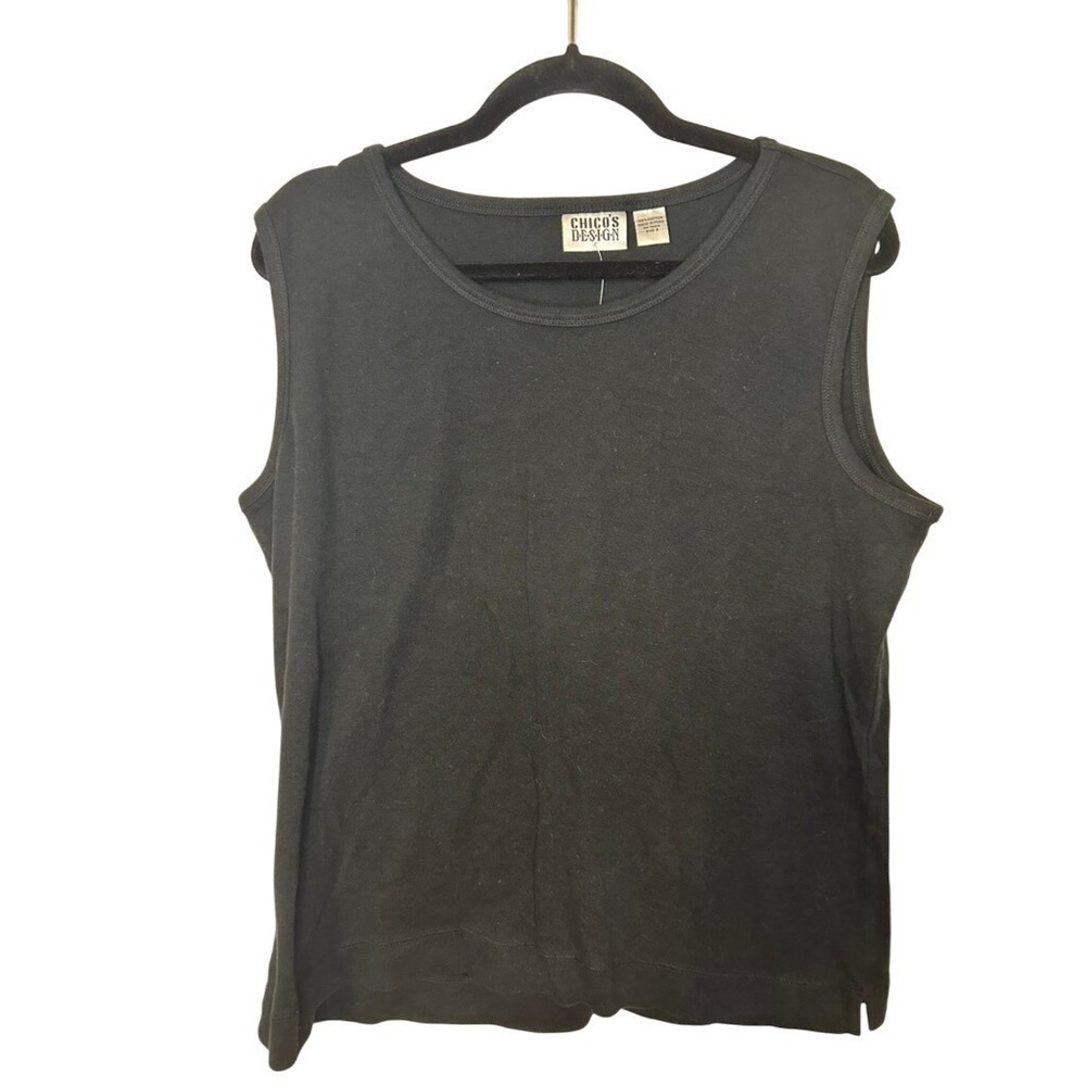 Chico's‎ Design Black Tank Top Amelia Twin Sleeveless Crew Neck Women's